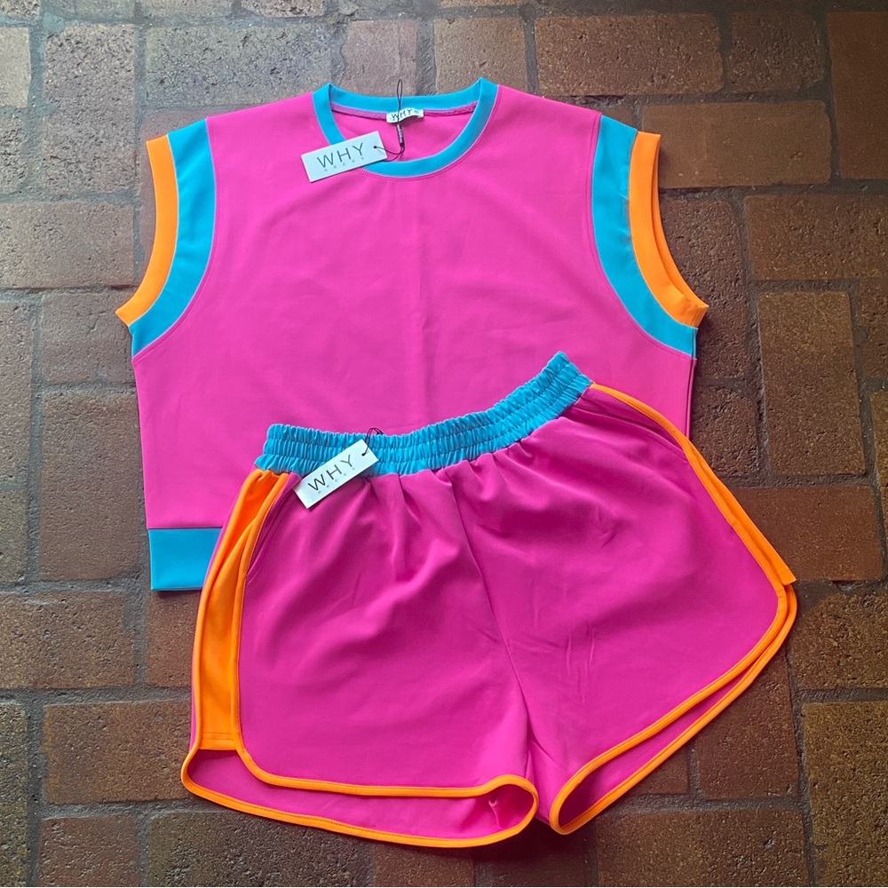Vibrant Pink and Orange Short Set